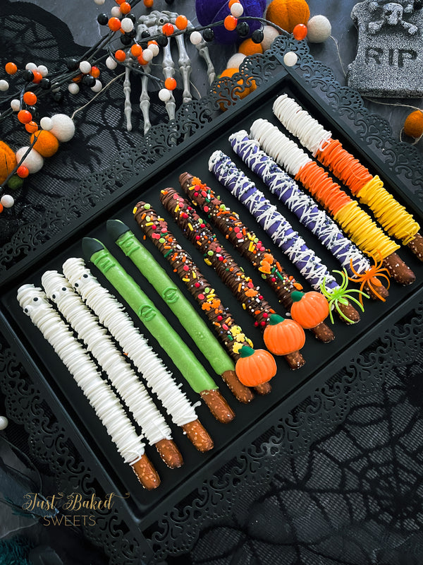 Halloween Chocolate Covered Pretzels, One Dozen