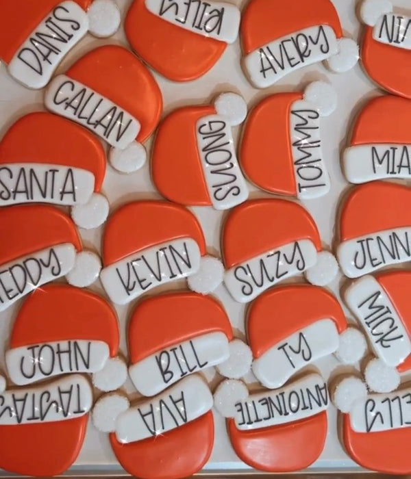 Santa Hat Cookie with Personalization