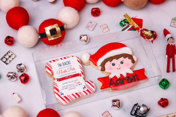 Elf Decorated Sugar Cookie and Letter Cookie, Boy