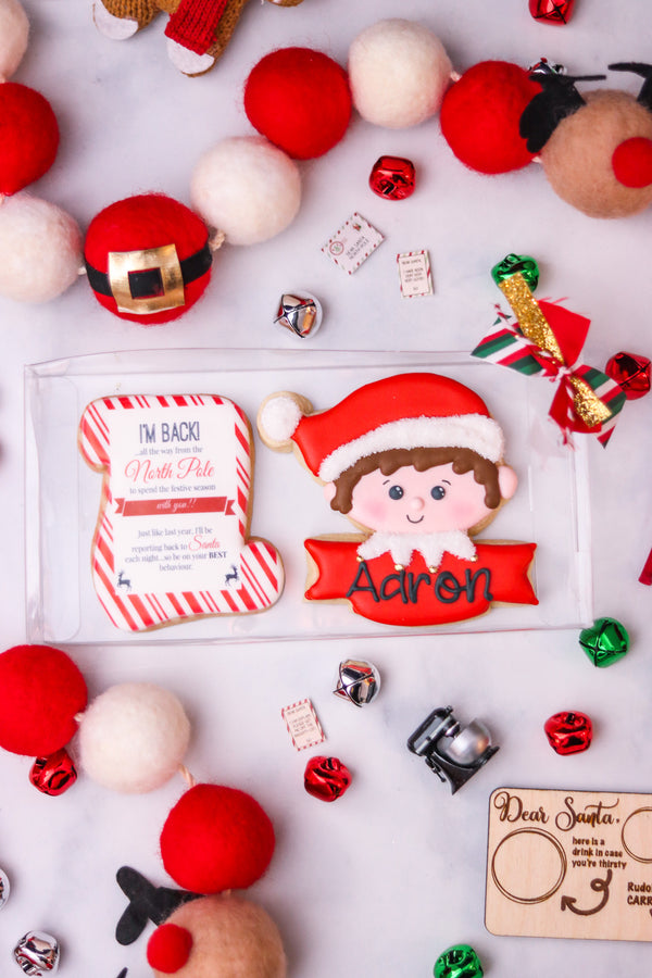 Elf Decorated Sugar Cookie and Letter Cookie, Boy