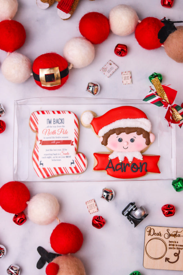 Elf Decorated Sugar Cookie and Letter Cookie, Boy, UPS SHIP OUT