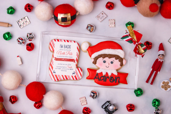 Elf Decorated Sugar Cookie and Letter Cookie, Boy, UPS SHIP OUT