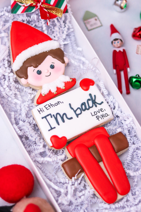 Elf Decorated Sugar Cookie, Three Piece Boy, UPS SHIP OUT