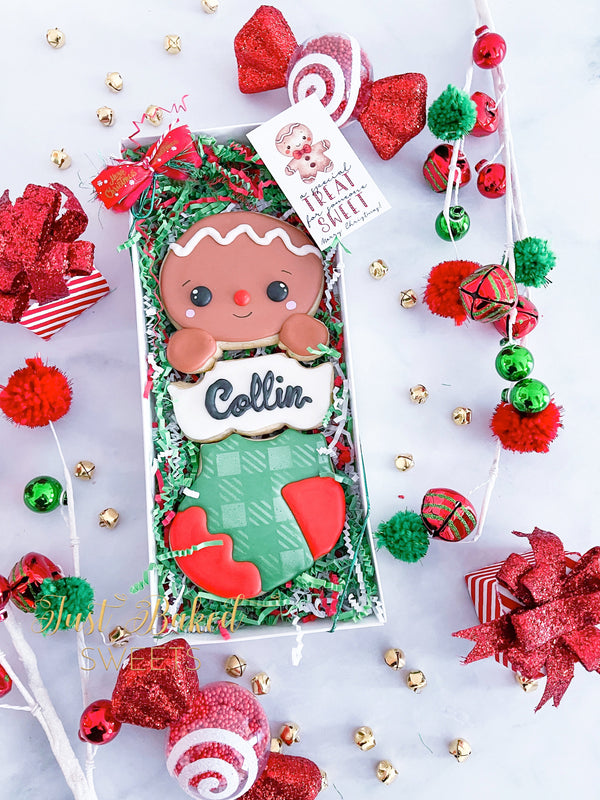 Gingy Stocking Two Piece Cookie With Name