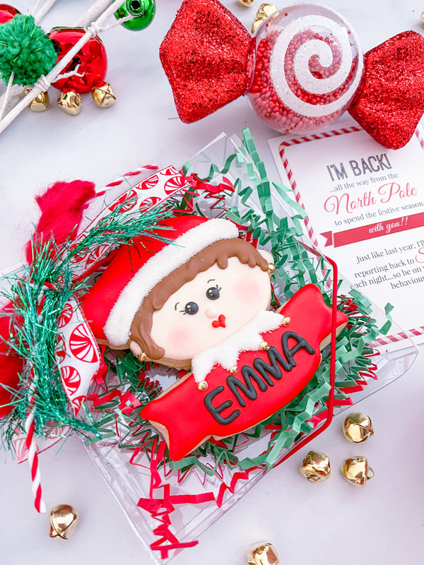 Elf Decorated Sugar Cookie, Girl, SHIP