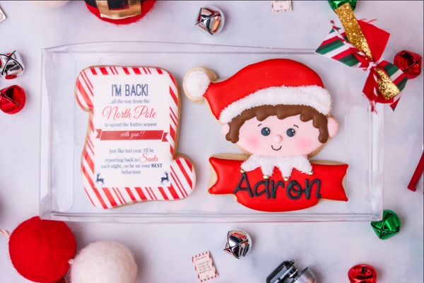 Elf Decorated Sugar Cookie and Letter Cookie, Boy