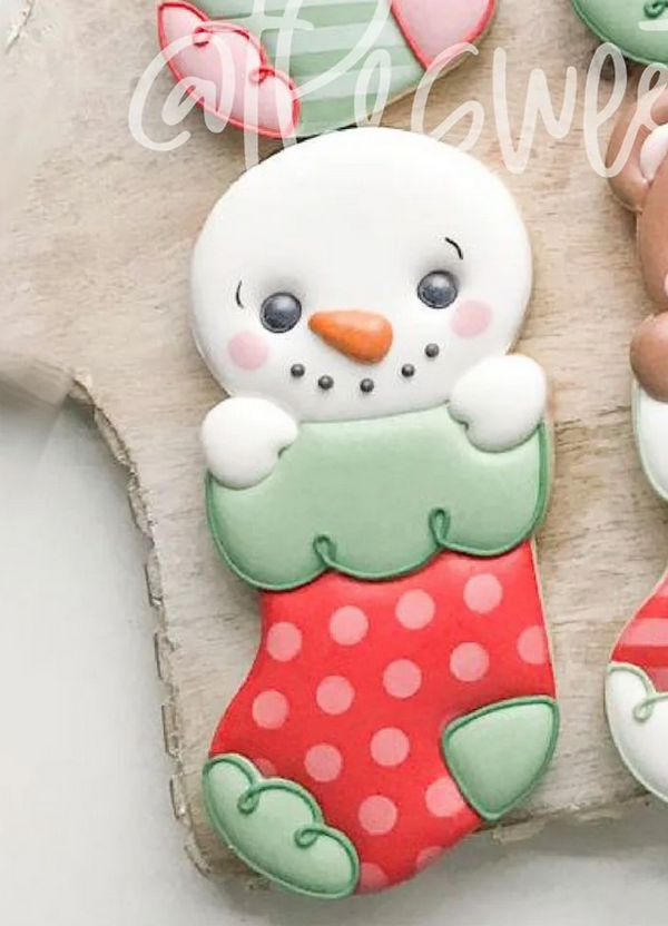 Snowman Stocking Two Piece Cookie With Name