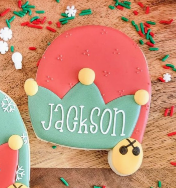 Elf Hat Cookie with Personalization