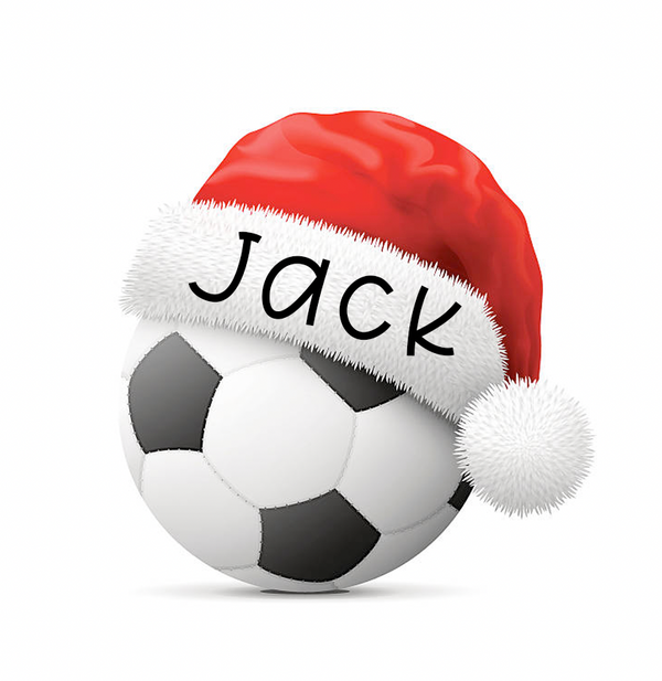 Santa Soccer Ball Cookie with Personalization