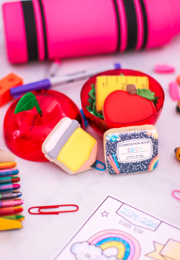 Mini Back-to-School Cookie Set in Apple-Shaped Container