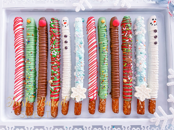 Holiday Celebration Chocolate Covered Pretzels, Half Dozen