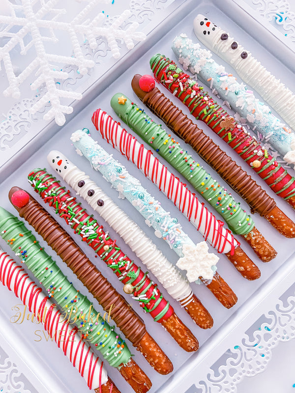 Holiday Celebration Chocolate Covered Pretzels, Half Dozen