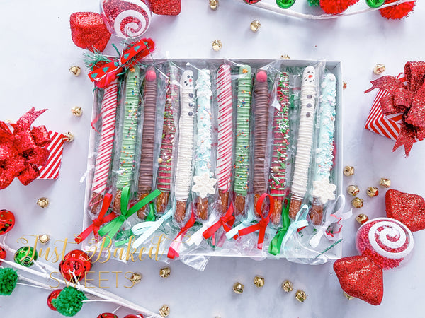 Holiday Celebration Chocolate Covered Pretzels, Half Dozen