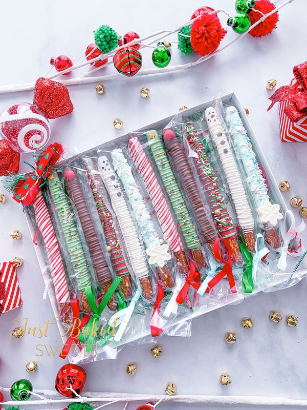 Holiday Celebration Chocolate Covered Pretzels, Half Dozen